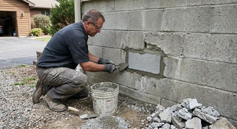 Cinder Block Wall Repair in Troy, IL